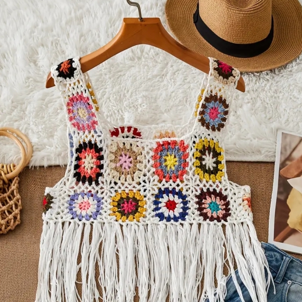 Crochet Bohemian Vest Top - Picture 3 of 8